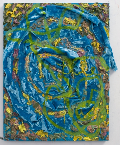Gaby Collins-Fernandez, Blue Velvet LITE TOUCH, 2014, oil paint on fabric, 21 x 16 inches, &nbsp;